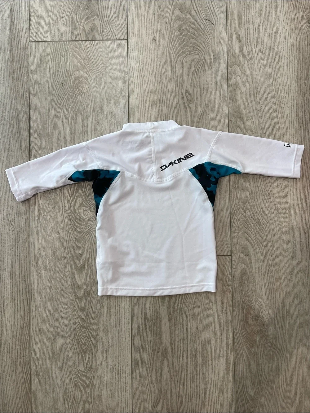 Dakine Kids White Rash Guard with Teal Accent Panels